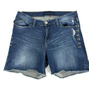 Rock & Republic Bumpershoot Distressed Cut Off Denim Women's Sz 8 Beaded Sides